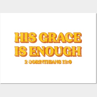 Retro His Grace Is Enough Christian Posters and Art